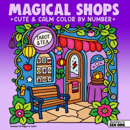 Magical Shops: Cute & Calm – Antystresowa kolorowanka w klimacie fantasy (50 stron)