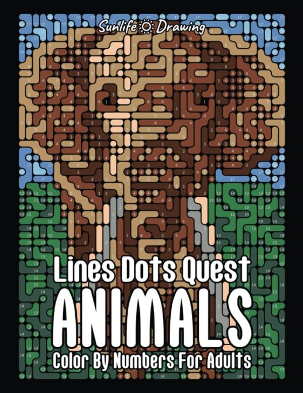 Lines & Dots Quest: Animals – Antystresowa kolorowanka dla dorosłych (Czarne tło)