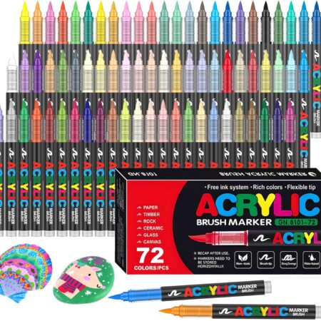 Zestaw 72 profesjonalnych markerów akrylowych Guangna – Pełna paleta barw (Brush Tip)