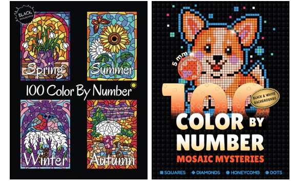 Kolorowanki Color By Number – edycje Wiosna, Lato, Jesień, Zima i Mosaic Mysteries